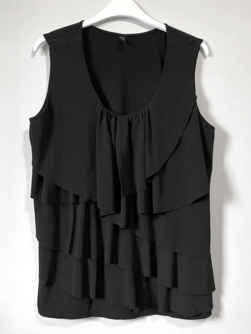 VTG Denver Hayes Black Tiered Ruffle Tank Top XL 90s Whimsigoth